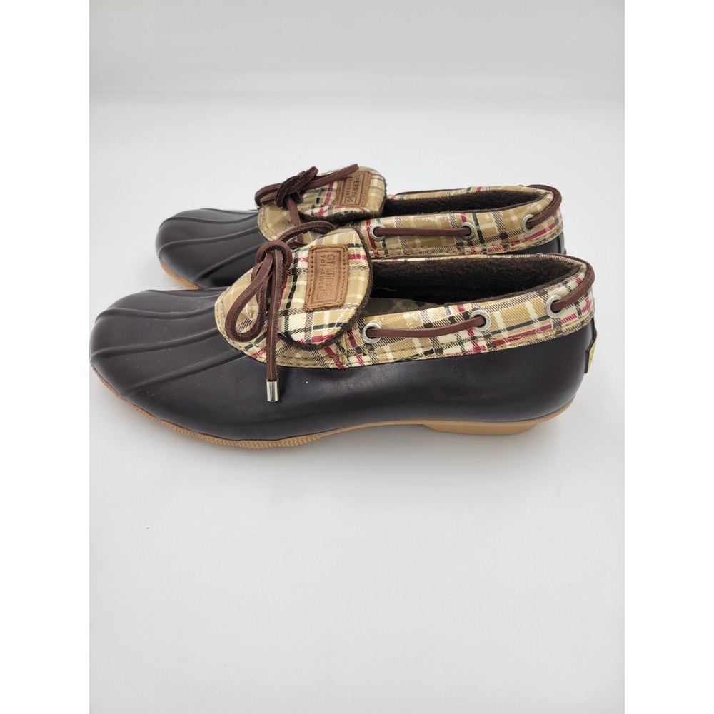 Sperry Top-Sider Plaid Duck Boots Waterproof‎ Rubber Hunting Outdoor Brown Sz 8 - Picture 4 of 7